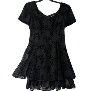 Vintage Amanda Taylor Women's 10 Chiffon Floral Burnout Dress Gothic Goth Alt‎